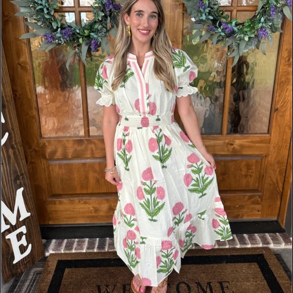 Umgee White Maxi Dress with Pink Floral Print - Picture 8 of 12